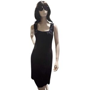 Milly Little Black Lightweight Wool Dress with Square Neck Pleated Detail Size 6